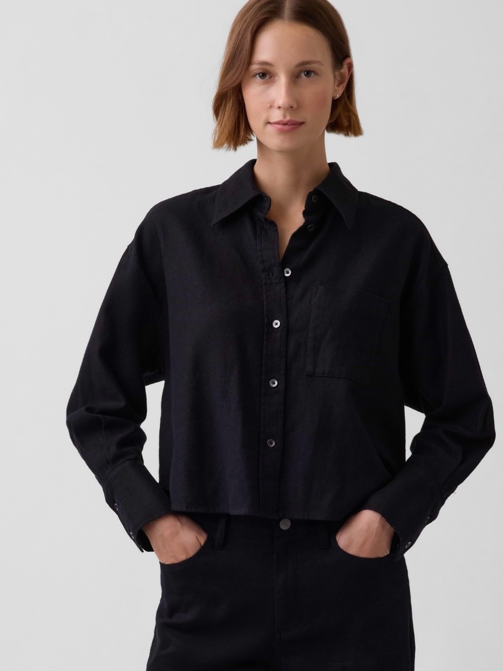 NWT-GAP Black Linen Cotton Oversized Shirt, Small